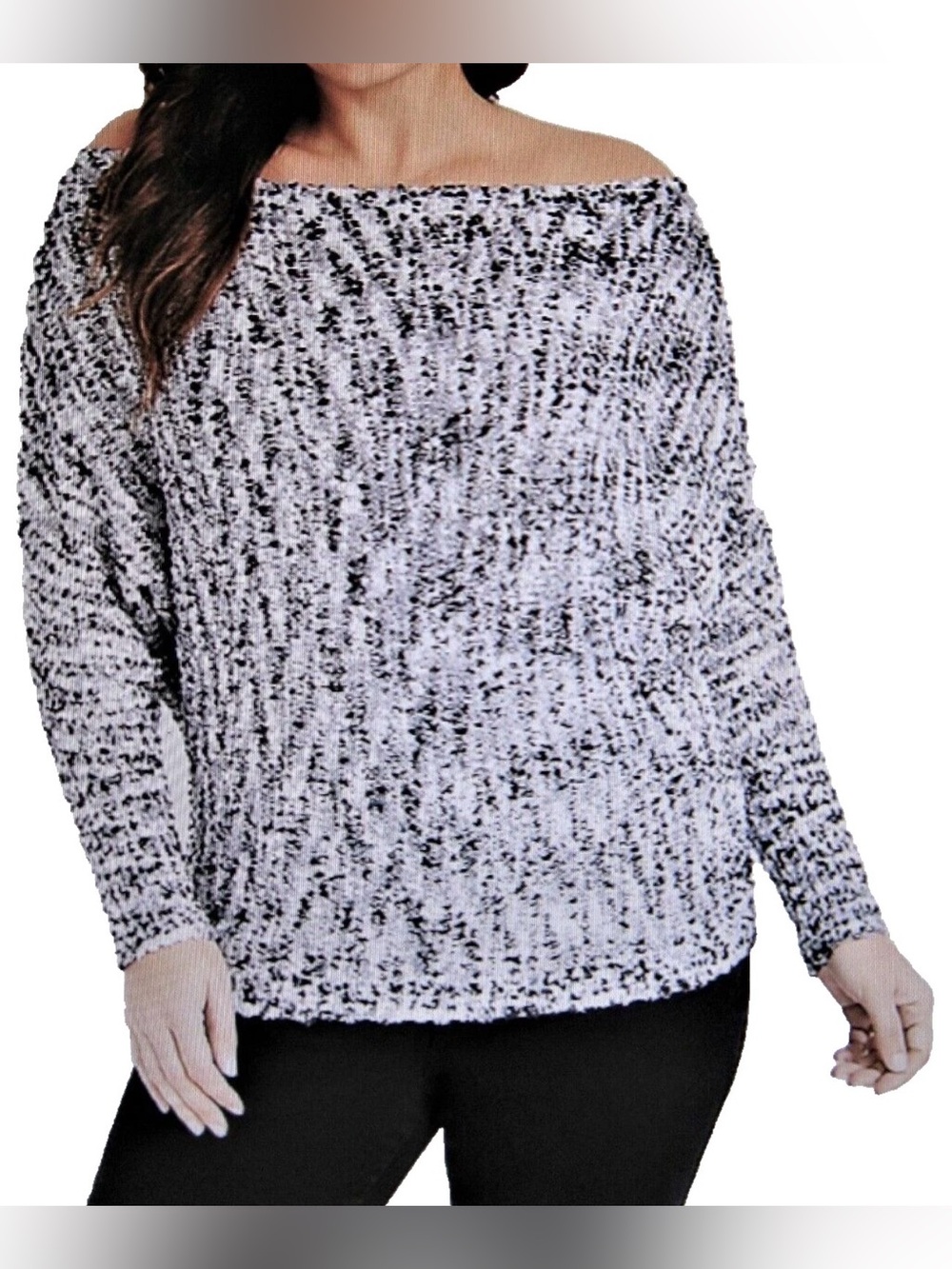 Maurices Shimmery Marled Knit Batwing Sweater Off-The-Shoulder Size 1X